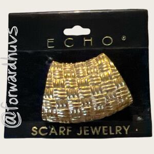 Echo Gold‑Tone Basket Weave Scarf Slide